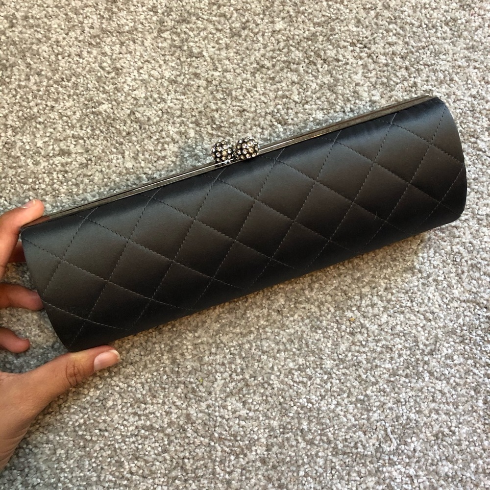 Kate Landry Dark Grey Satin Clutch
